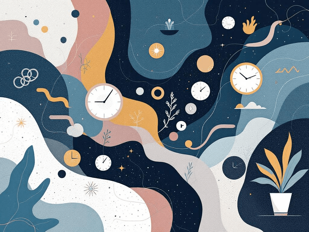 A professional abstract illustration representing the concept of Time Architecture: Building Structure Without Rigidity in...