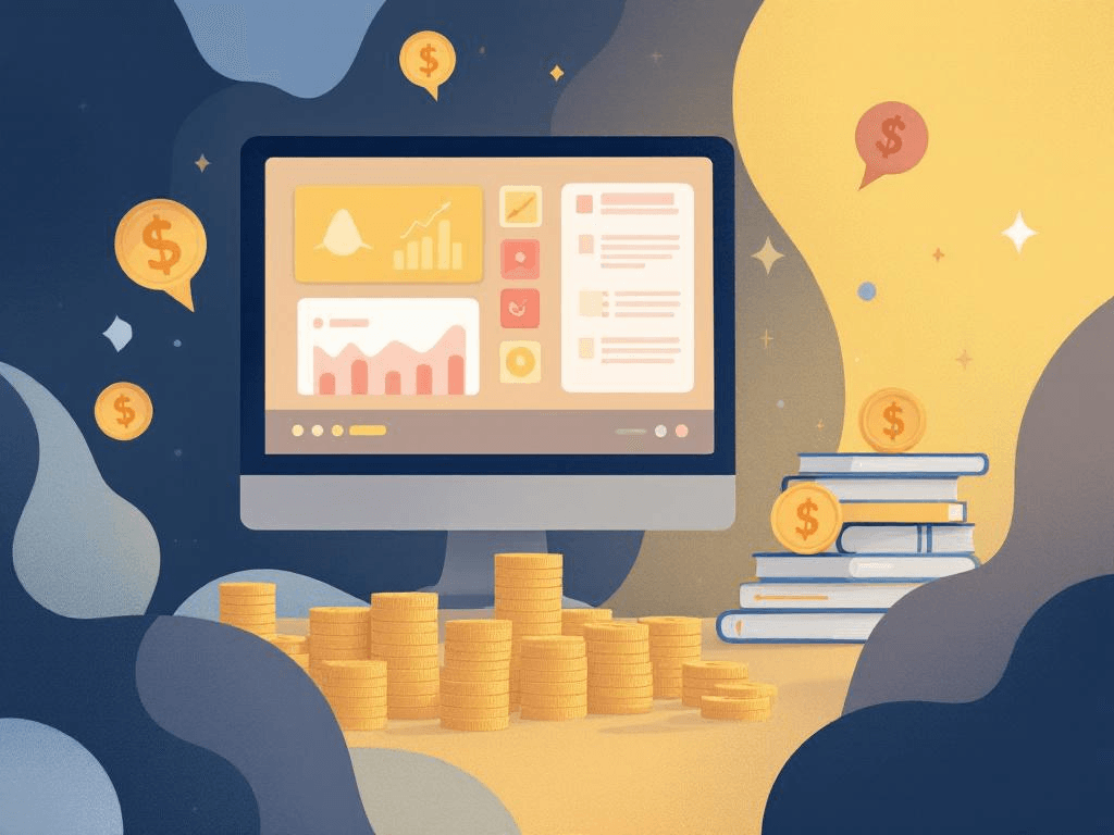 A professional abstract illustration representing the concept of What bootcamp grads actually earn in Online Learning & Ed...